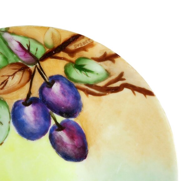 Hermann Ohme Silesia Porcelain Plate, Hand Painted Plums, Signed Draper, 1911 - Picture 3 of 5